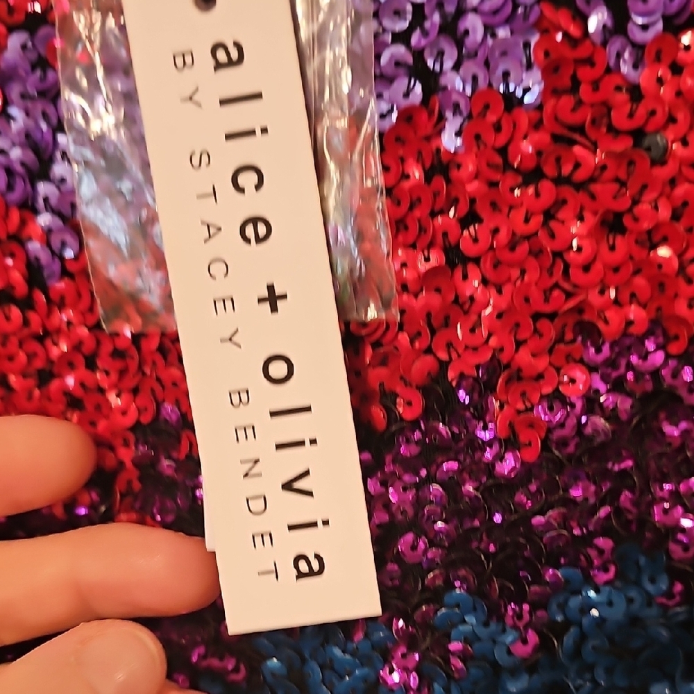 Alice + Olivia “Inka” Rainbow Sequin Mini Dress Size 2 - NWT! - Picture 6 of 6